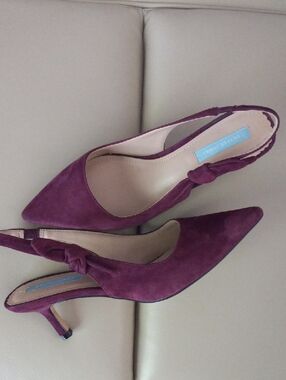 Draper James Purple Suede Pointed Toe Slingback Heels